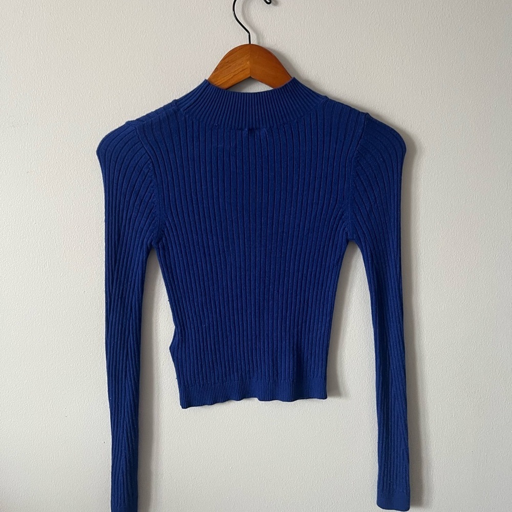 Topshop Blue Ribbed Sweater - Picture 4 of 6
